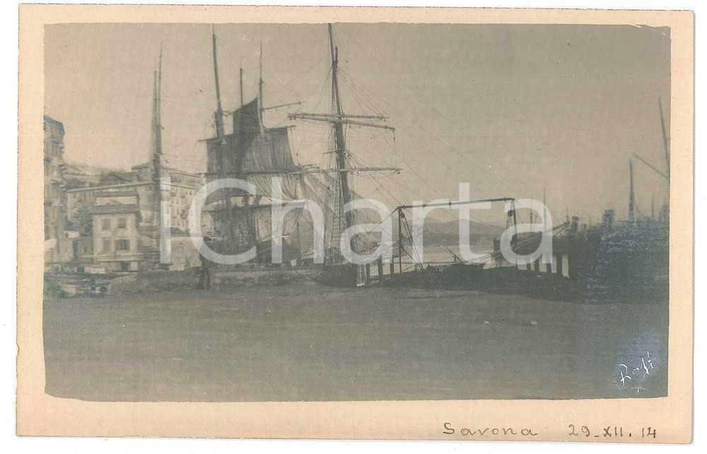 Fotografia d epoca originale 1914 SAVONA Barche ormeggiate al porto  Fotografia Raffaele PEDRETTI 1
