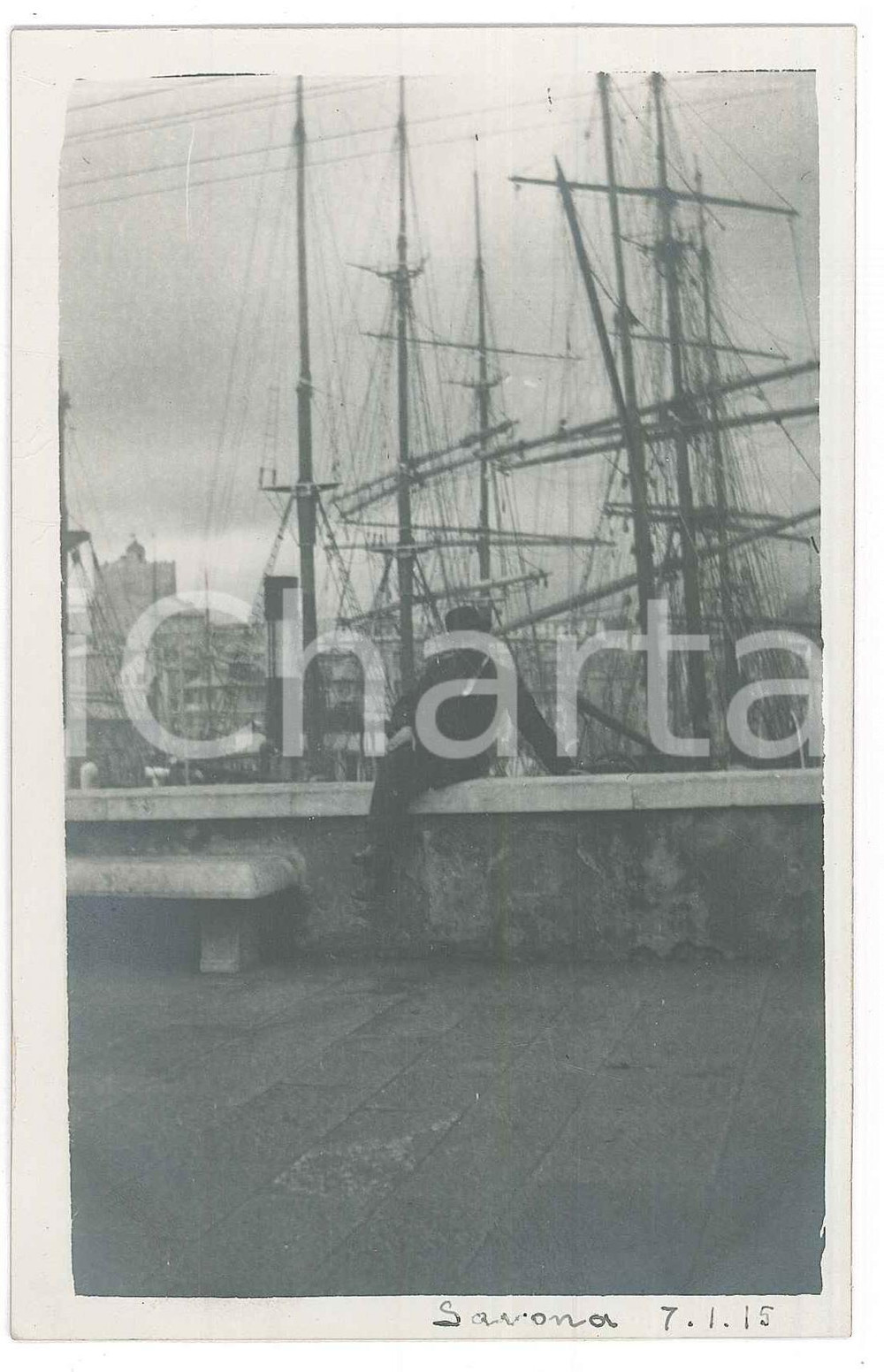 Fotografia d epoca originale 1915 SAVONA Raffaele PEDRETTI in posa sul molo  Fotografia 1