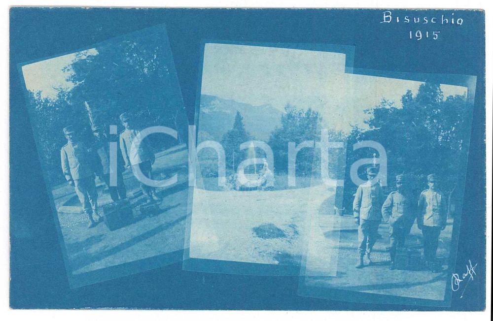 Fotografia d epoca originale 1915 BISUSCHIO  REGIO ESERCITO Vedutine con soldati  Foto Raffaele PEDRETTI 1
