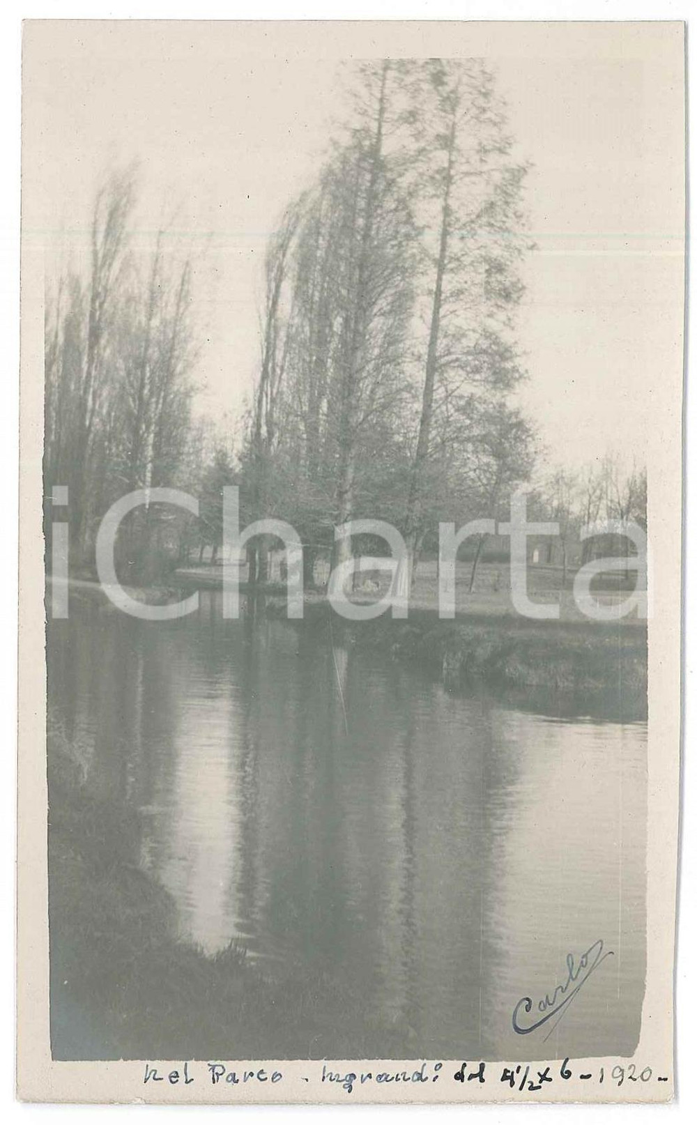 Fotografia d epoca originale 1920 MILANO Parco Sempione ? Scorcio panoramico  Fotografia Raffaele PEDRETTI 1