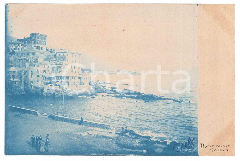 Fotografia d epoca originale 1915 ca GENOVA  BOCCADASSE Veduta aerea del molo  Foto Raffaele PEDRETTI 1