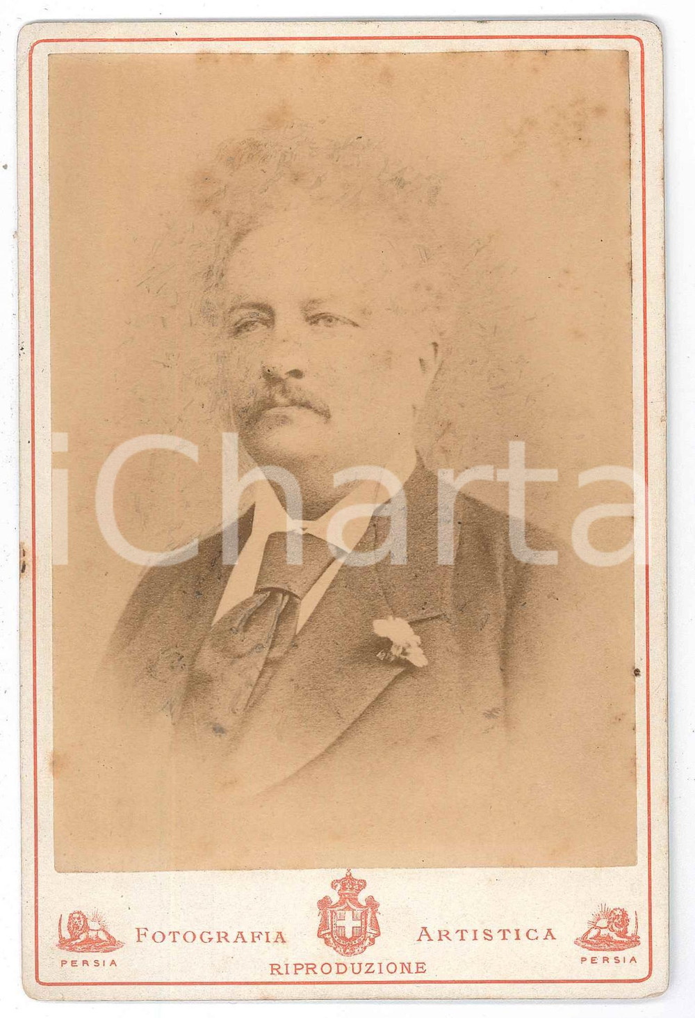 Fotografia d epoca originale 1880 ca MILANO Ritratto maschile  Busto  Foto Carlo MARCOZZI 11x16 cm 1