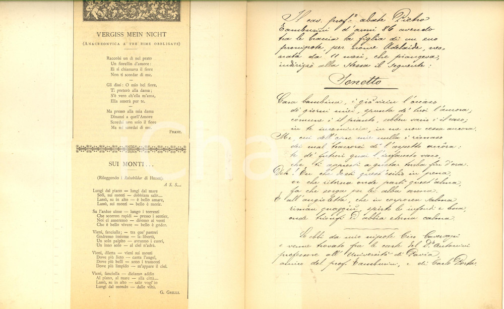 1910 ca MILANO Silvio TAMBURINI Poesia dedicatoria - Quaderno nÂ° 10  Interessante quaderno, interamente manoscritto, contenente estratti e poesie dedicatorie, con alcuni ritagli a stampa.PAGINE: 20 FAIR/discreto strappo lungo la piegatura in copertina Formato: 18x24 cm originale e autentica 1