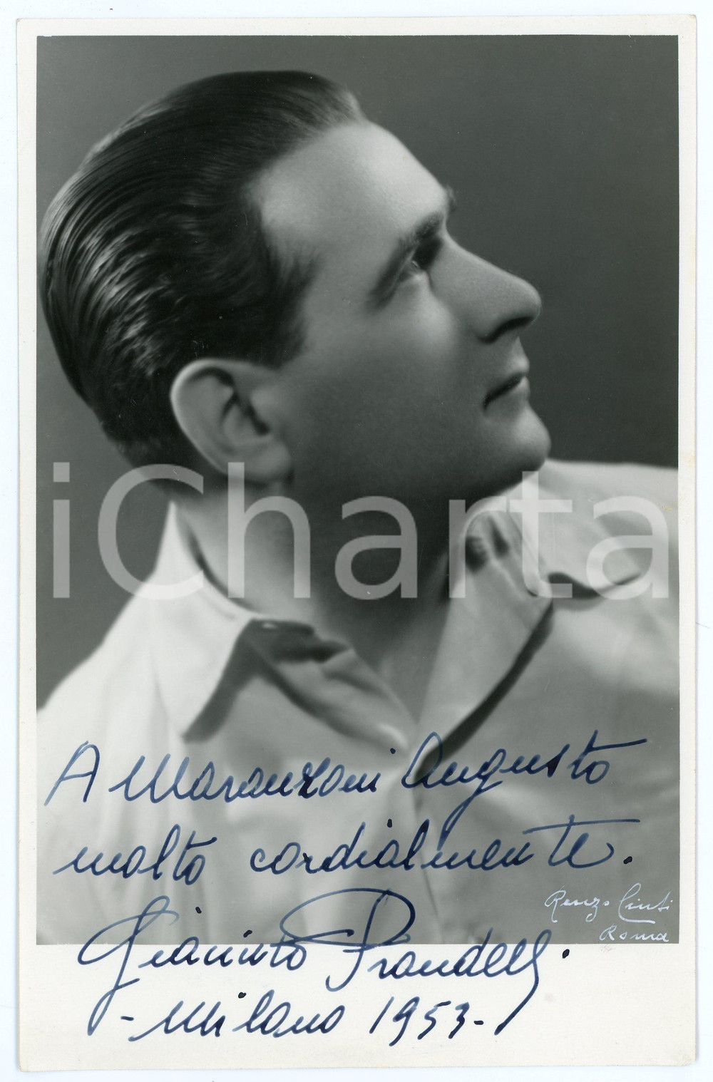1953 LIRICA Tenore Giacinto PRANDELLI - Foto con AUTOGRAFO 11x17 cm Fotografia d'epoca, con autografo. CONDIZIONI: GFORMATO:  11x17 cmFOTOGRAFO: Renzo Cinti - Roma     originale e autentica 1