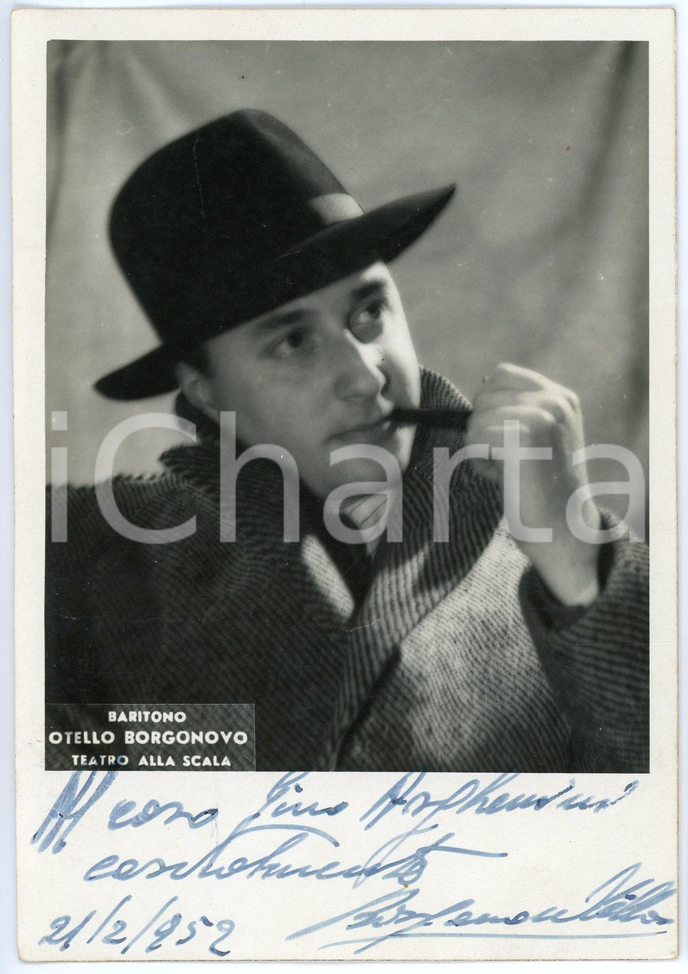 1952 MILANO Teatro alla Scala - Baritono Otello BORGONOVO - Foto AUTOGRAFO 10x15 Fotografia seriale d'epoca, con autografo. CONDIZIONI: P (piegatura orizzontale)FORMATO: 10x15 cmFOTOGRAFO: Crimella - Milano     originale e autentica 1
