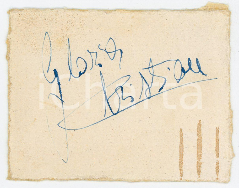 1970 ca Cantante Gloria CHRISTIAN (Gloria PRESTIERI) - Cartoncino con AUTOGRAFO Cartoncino con firma autografa.CONDIZIONI: G (residui cartacei al verso)FORMATO: 10x7 cm     originale e autentica 1