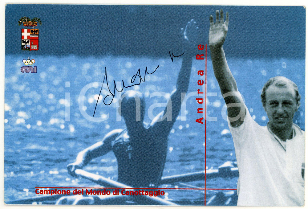 2000 ca CANOTTAGGIO Andrea RE - Foto seriale con AUTOGRAFO 15x10 cm Fotografia seriale d'epoca con autografo.CONDIZIONI: G    originale e autentica 1