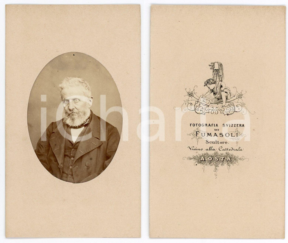 1900 ca AOSTA Ritratto di un anziano - Foto FUMASOLI - CDV  Fotografia originale d'epoca.CONDIZIONI: FAIR FORMATO: CDV    originale e autentica 1