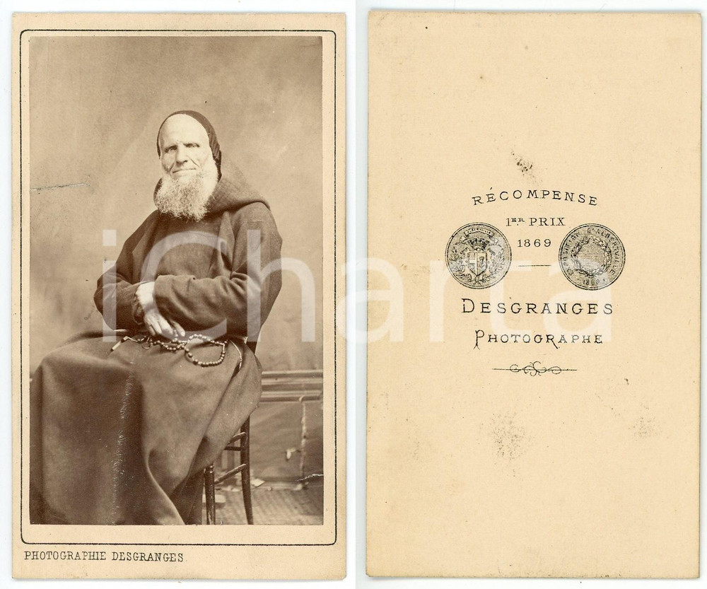 1900 ca FRANCE Portrait d'un moine - Photographe DESGRANGES - CDV  Fotografia originale d'epoca.CONDIZIONI: FAIR FORMATO: CDV    originale e autentica 1