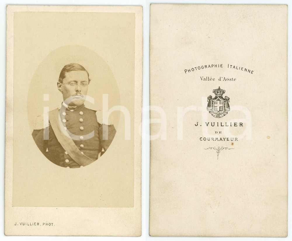 1900 ca COURMAYEUR Ritratto di un Ufficiale - Foto J. VUILLIER - CDV  Fotografia originale d'epoca.CONDIZIONI: GOODFORMATO: CDV    originale e autentica 1