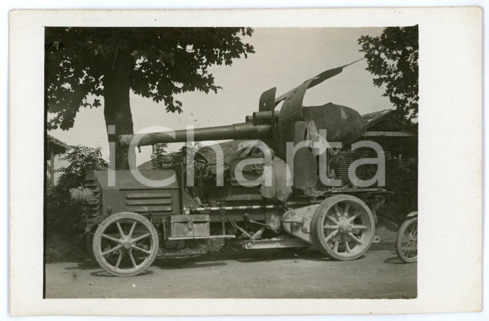 1915 ca WW1 - REGIO ESERCITO Camionetta con cannone - Foto 13x9 cm  Fotografia d'epoca in formato cartolina postale, non viaggiata. FAIR/discreto Lievi smussature agli angoli Formato: 9x13 originale e autentica 1