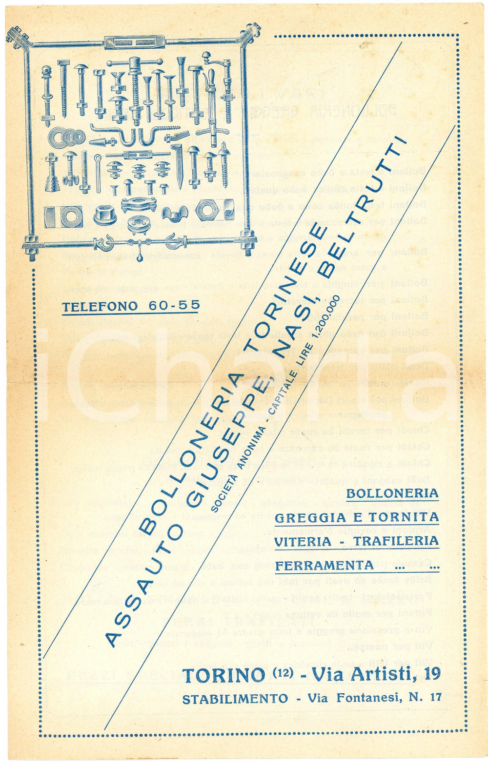 1925 ca. TORINO - ASSAUTO, NASI, BELTRUTTI - Bolloneria Torinese *Pieghevole Pieghevole pubblicitario illustrato.Torino -  Via Artisti, 19.CONDIZIONI: F (piegature d'epoca e ingiallimento nella parte superiore)PAGINE: 4    originale e autentica 1