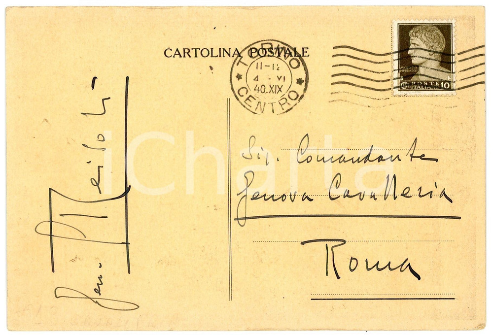 1940 TORINO Gustavo REISOLI - San Giorgio - Cartolina AUTOGRAFA FG VG Cartolina postale d'epoca, autografa, con sonetto "San Giorgio" al recto.Viaggiata.CONDIZIONI: GFORMATO: 10x15 cm    originale e autentica 1