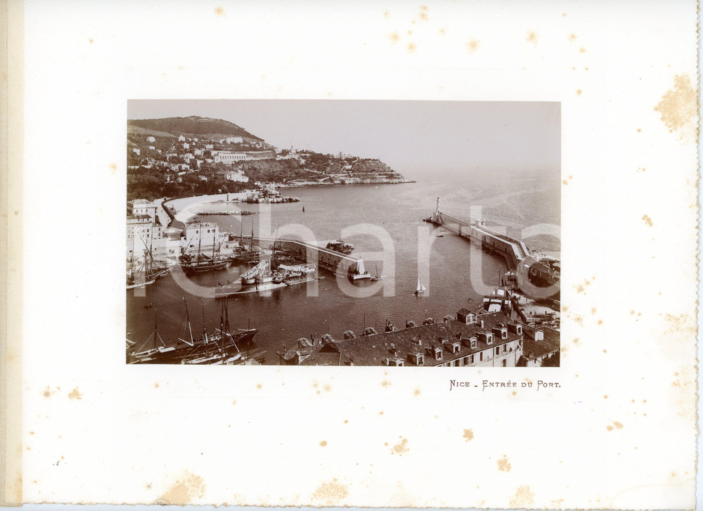 1910 ca NICE (CÃ´te d'Azur, FRANCE) EntrÃ©e du Port - Photo Fotografia seriale d'epoca, montata su cartoncino morbido.Margine telato a sinistra. POOR fioriture Formato: 30x23 (cartoncino); 18x11 (fotografia)) originale e autentica 1