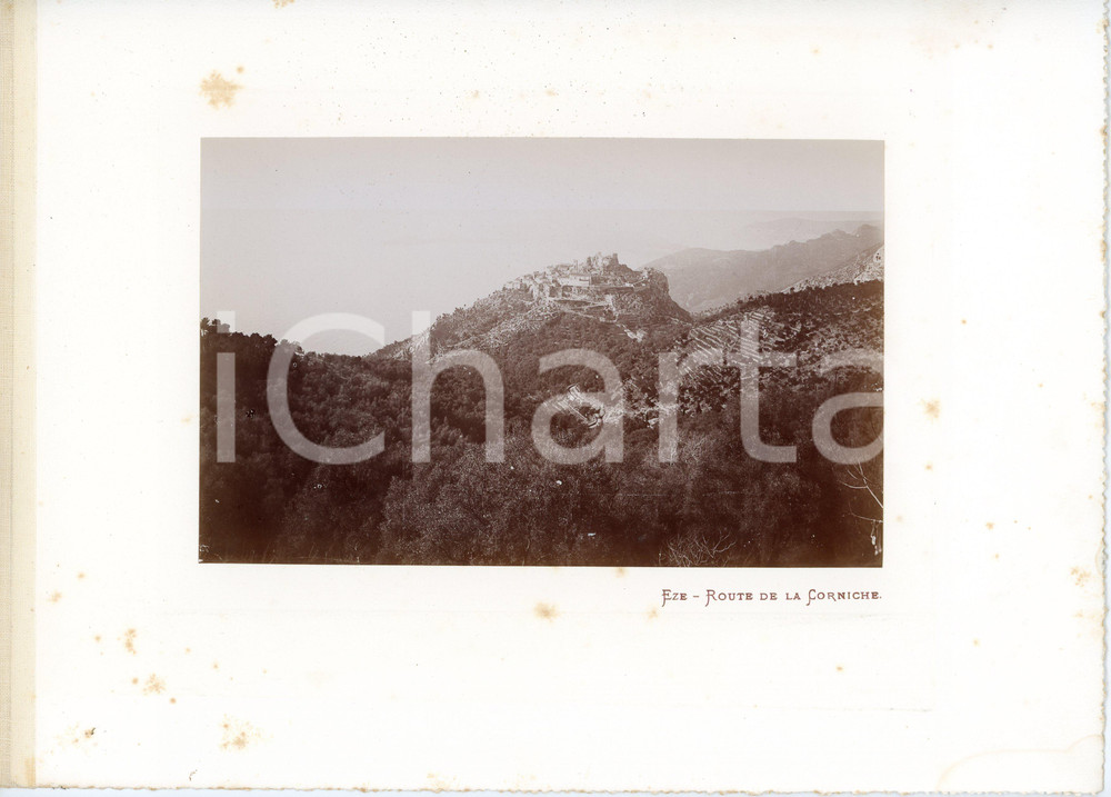 1910 ca EZE (CÃ´te d'Azur, FRANCE) Route de la Corniche - Photo VINTAGE Fotografia seriale d'epoca, montata su cartoncino morbido.Margine telato a sinistra. POOR fioriture Formato: 30x23 (cartoncino); 18x11 (fotografia)) originale e autentica 1