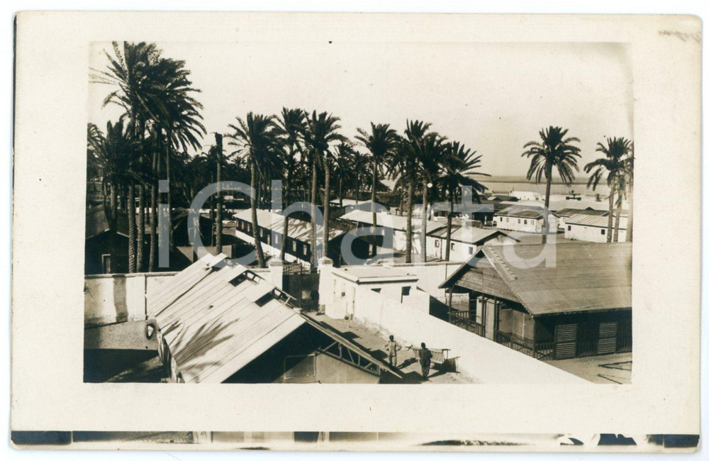 1914 BENGASI (LIBIA ITALIANA) Veduta dell'ospedale militare - Foto 14x9 cm Fotografia originale d'epoca, in formato cartolina postale.CONDIZIONI: G (ma difetti di stampa)FORMATO: 14x9 cm    originale e autentica 1