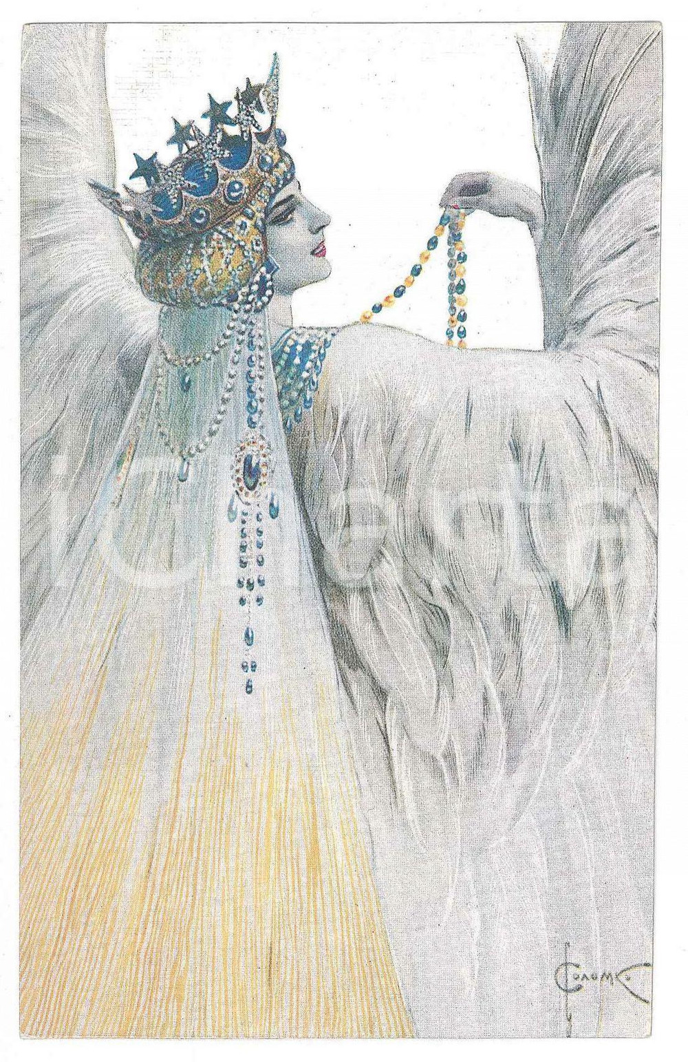 1910 ca RUSSIA Artist Sergey SOLOMKO - Princess Mary the white swan - Postcard  Cartolina postale d'epoca, non viaggiata.CONDIZIONI: GFORMATO: FP    originale e autentica 1