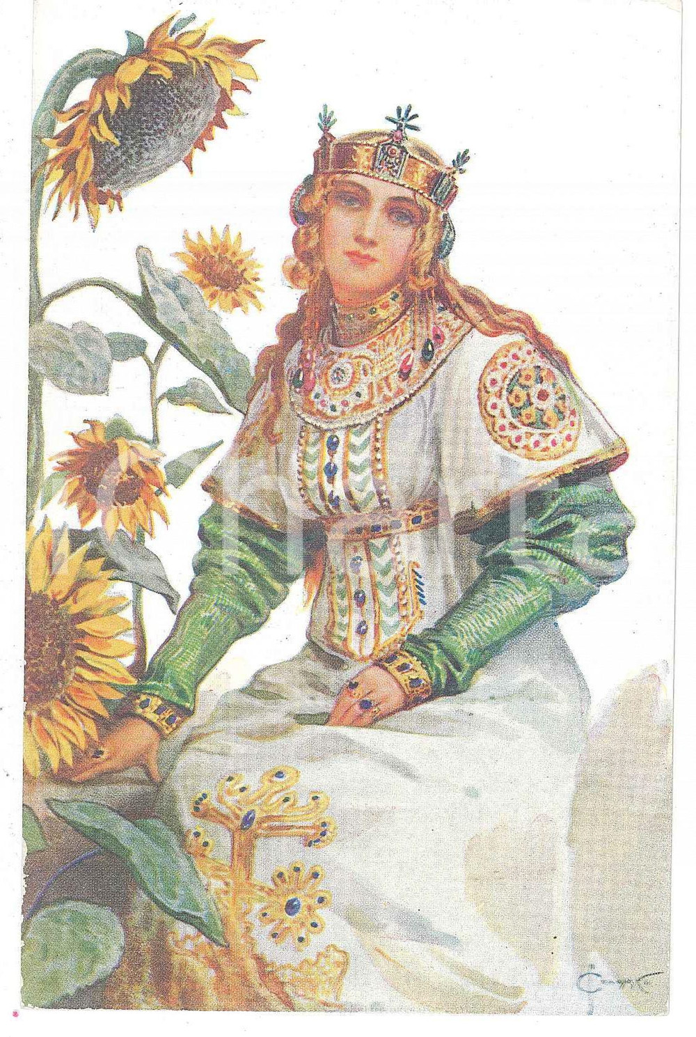 1910 ca RUSSIA Artist Sergey SOLOMKO - Princess Zabava Poutiatichna *Postcard  Cartolina postale d'epoca, non viaggiata.CONDIZIONI: GFORMATO: FP    originale e autentica 1