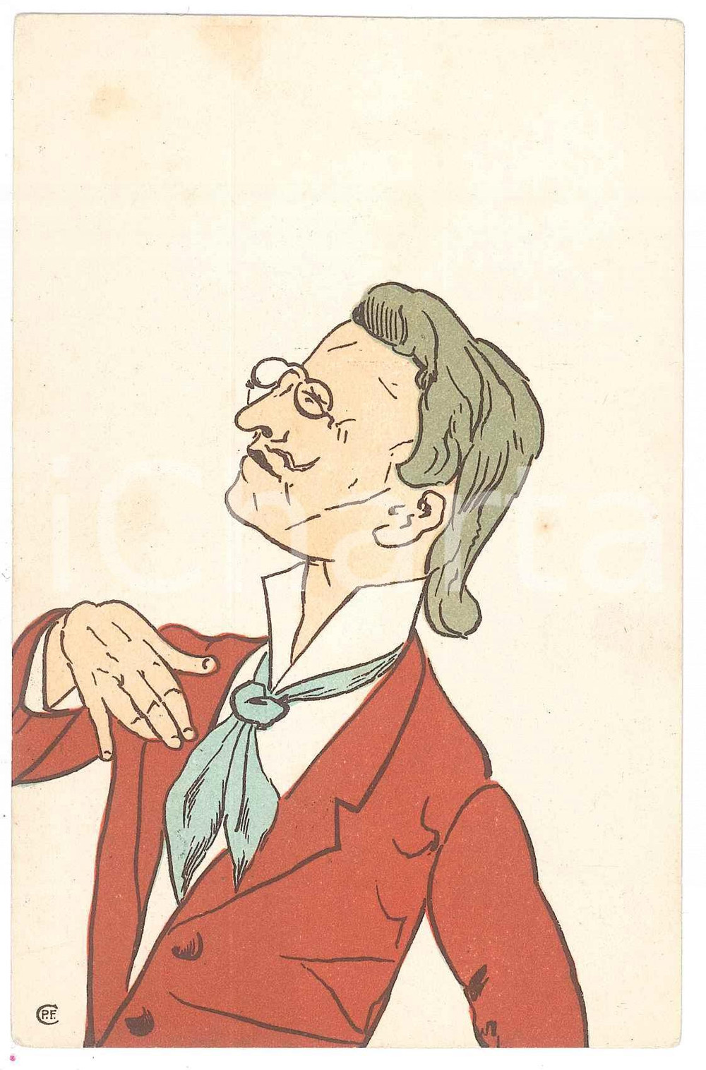 1900 ca GERMANY Man inspired - Postcard Caricaturen n° 8  Cartolina postale d'epoca, non viaggiata.CONDIZIONI: F (lievi macchie)FORMATO: 9x14 cm    originale e autentica 1