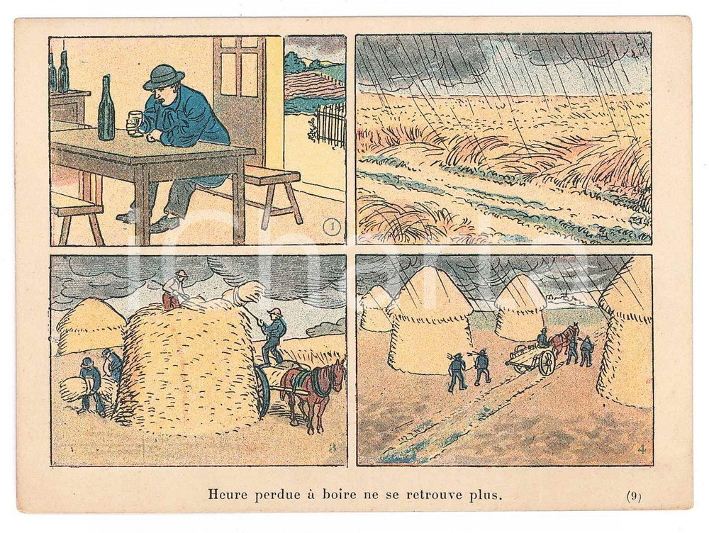 1910 ca FRANCE - ALCOOLISME - Influence sur la fortune - Carte ILLUSTREE Biglietto d'epoca, illustrato, di propaganda contro l'alcoolismo.Testo a stampa al verso.CONDIZIONI: GFORMATO: 13x9 cm    originale e autentica 1