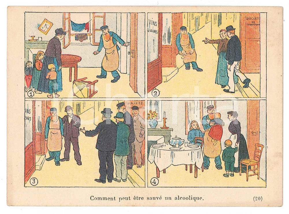 1910 ca FRANCE - ALCOOLISME - La rédemption de l'alcoolique - Carte Biglietto d'epoca, illustrato, di propaganda contro l'alcoolismo.Testo a stampa al verso.CONDIZIONI: GFORMATO: 13x9 cm    originale e autentica 1