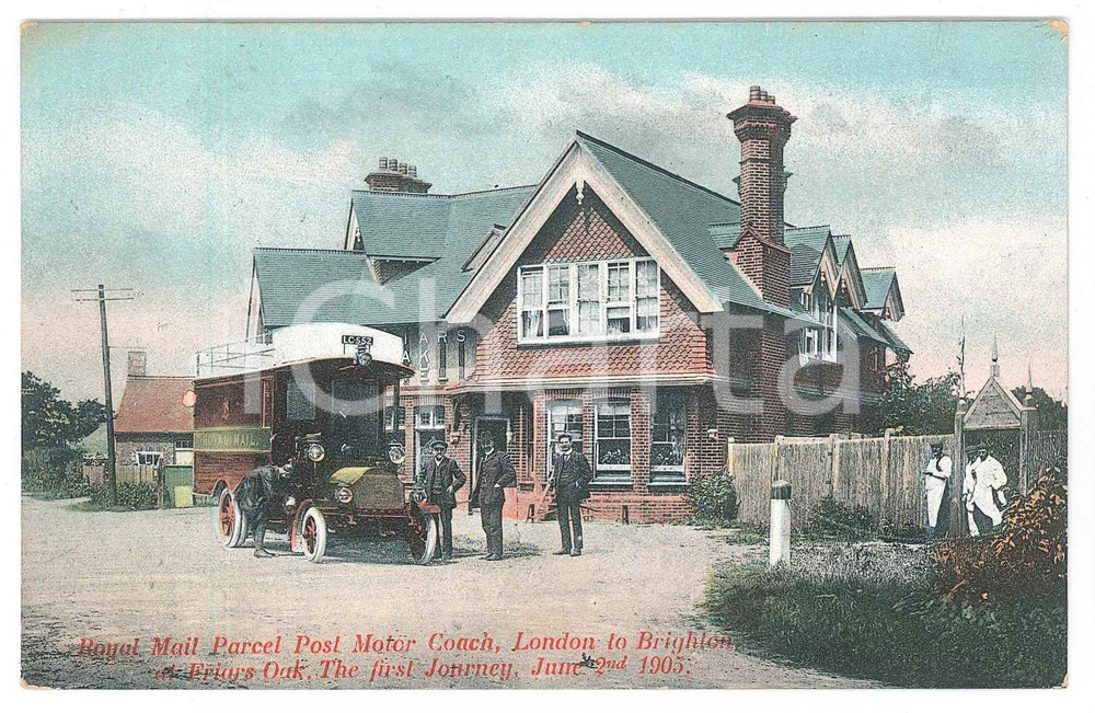 1905 HASSOCKS - FRIARS OAK First journey of Royal Mail motor coach - Postcard FP Cartolina d'epoca, non viaggiata. FAIR/discreto Lievi smussature agli angoli Formato: FP originale e autentica 1