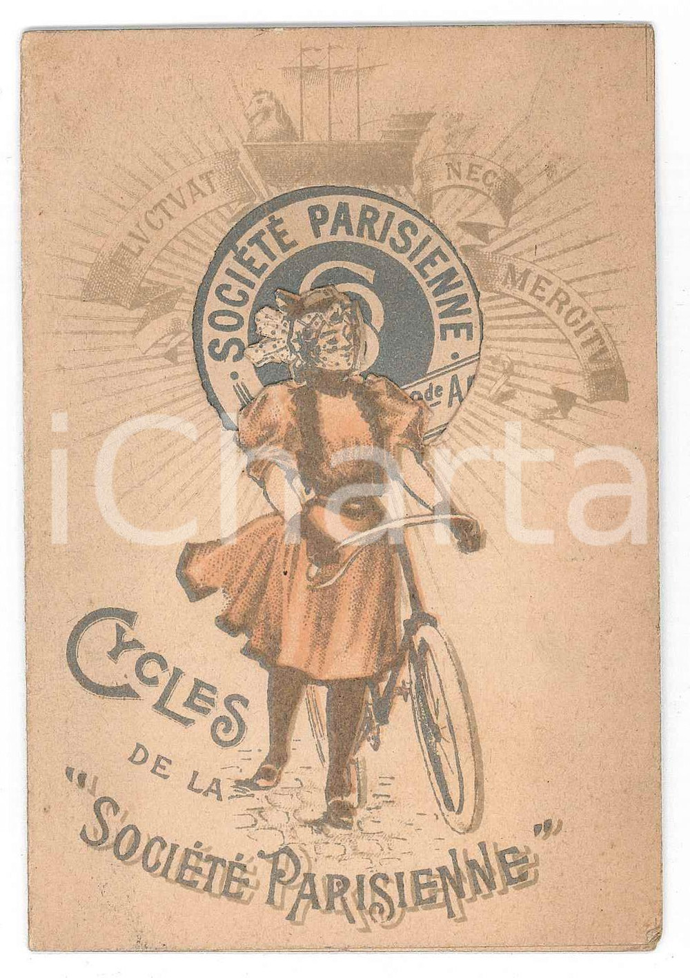 1910 ca FRANCE Cycles de la SOCIÉTÉ PARISIENNE - Carte avec guichet RARE Biglietto pubblicitario d'epoca, realizzato a finestrella alla prima facciata.Su quattro facciate.CONDIZIONI: GFORMATO: 8x13 cm    originale e autentica 1