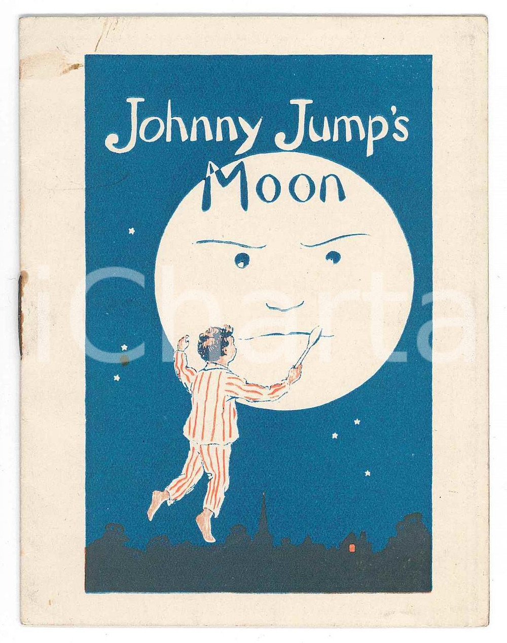 1920 ca Susan HOLTON Johnny jump's Moon - Christmas Booklet 8 p. Libretto originale d'epoca, realizzato per  doni natalizi, con copertina illustrata a colori.CONDIZIONI: G (lieve macchia in copertina)FORMATO: 9x12 cmPAGINE: 8    originale e autentica 1