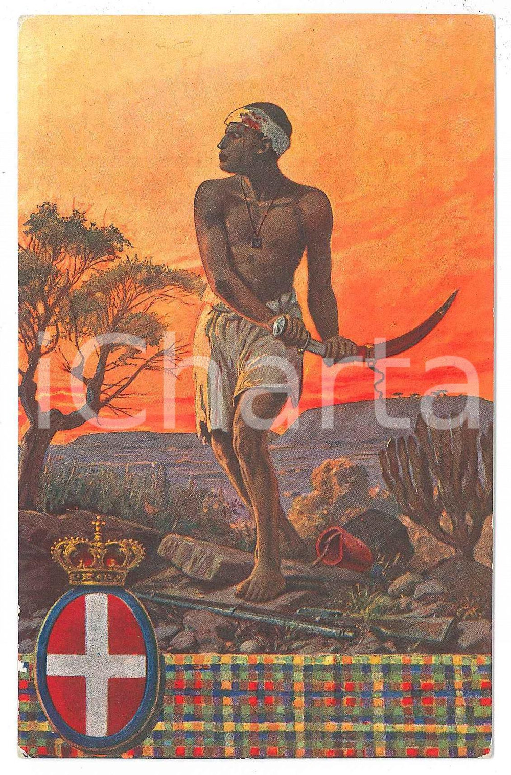 1920 ca REGIO ESERCITO Truppe coloniali - V° Battaglione indigeni d'Eritrea  Cartolina postale d'epoca, non viaggiata.CONDIZIONI: FAIR (lievi smussature agli angoli)FORMATO: FP    originale e autentica 1