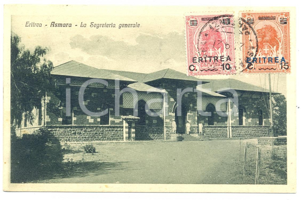 1927 ASMARA - ERITREA Giuseppe FULGINI Comando Artiglieria - Cartolina FP VG  Cartolina postale d'epoca, viaggiata.Al verso timbro: "Giuseppe Fulgini - Comando Artiglieria) FAIR/discreto Lievi smussature agli angoli Formato: FP originale e autentica 1