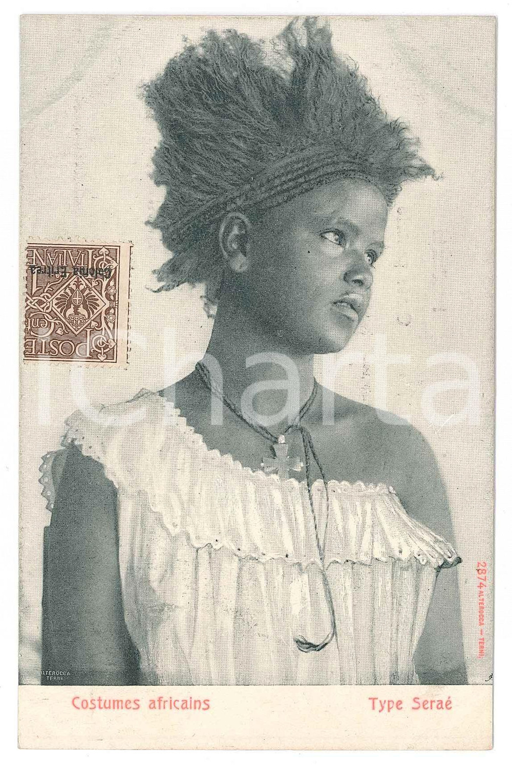 1910 ca AFRIQUE Costumes africains - Type Seraé - Carte postale FP NV  Cartolina postale d'epoca, non viaggiata.CONDIZIONI: FAIR (aloni al margine superiore)FORMATO: FP    originale e autentica 1