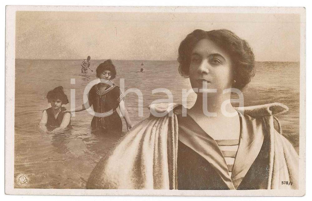 1908 BEAUTIES BATHING - Women - Oranotypie RARE postcard  Cartolina postale d'epoca, viaggiata.CONDIZIONI: GFORMATO: FP    originale e autentica 1