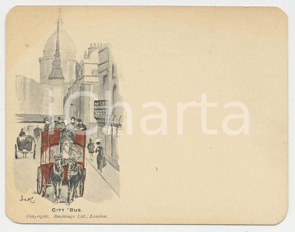 1895 ca LONDON City bus ILLUSTRATED Postcard NV 11x9 cm  Cartolina postale, non viaggiata. FAIR/discreto Lievi smussature agli angoli Formato: 11x9 originale e autentica 1