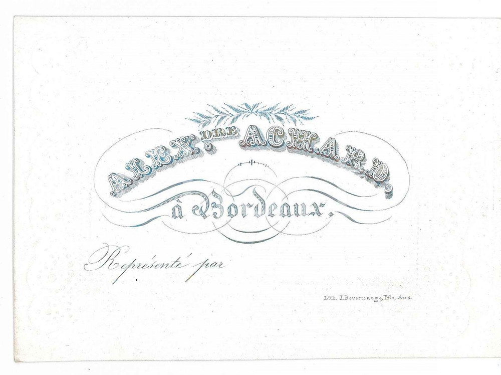 Oggetto da collezione cartaceo 1910 ca BORDEAUX FRANCE Alexandre ACHARD  Billet gaufré 1