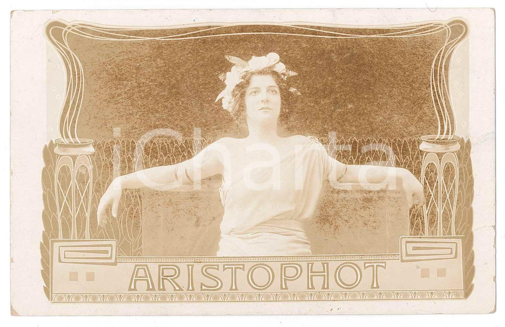 1900 ca ART NOUVEAU - ARISTOPHOD Company ltd - RARE RPPC advertising card  Raro biglietto pubblicitario d'epoca, con immagine fotografica al recto.CONDIZIONI: F (piegature marginali)FORMATO: FP    originale e autentica 1