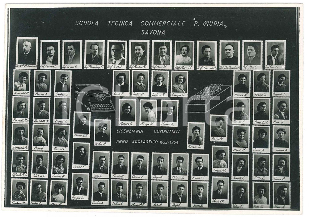 1954 SAVONA Scuola Tecnica Commerciale "P. Giuria" Licenziandi computisti *Foto Fotografia d'epoca.CONDIZIONI: G FORMATO: 16x12 cm    originale e autentica 1