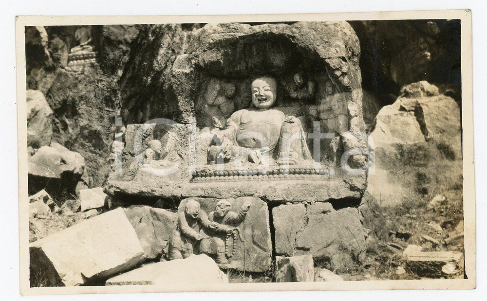 1935 ca CINA Parco archeologico - Statua di BUDDHA Foto 11x6 cm (1) Fotografia d'epoca. GOOD/buono  Formato: 11x6 cm originale e autentica 1