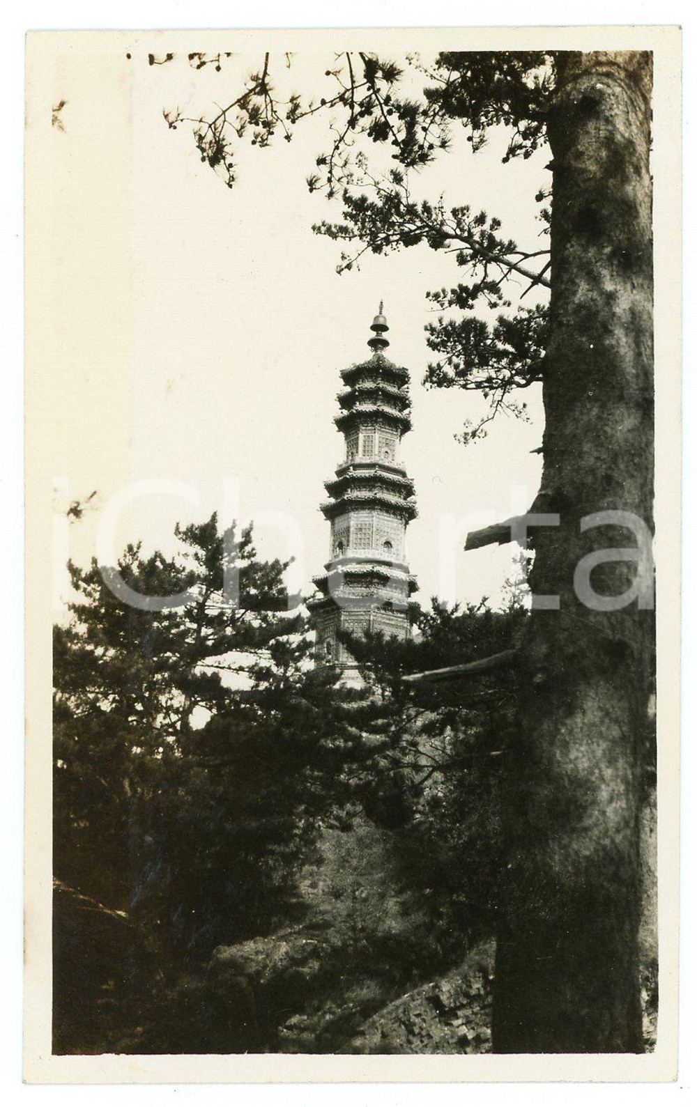 1935 ca. CINA - Pagoda - Fotografia (2) Fotografia d'epoca. FAIR/discreto Lievi smussature angolari Formato: 11x7 originale e autentica 1