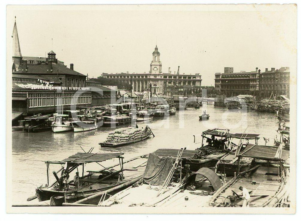 1935 ca SHANGHAI Suzhou Creek - View of the General Post Office - Foto 8x5 cm Fotografia d'epoca. GOOD/buono  Formato: 8x5 cm originale e autentica 1