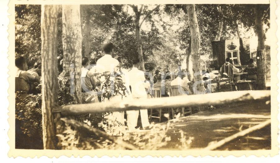 1935 ca CINA TIENTSIN Leoni di SAN MARCO - Messa al campo *Foto 11x7 cm Fotografia d'epoca.CONDIZIONI: G FORMATO: 11x7 cm    originale e autentica 1