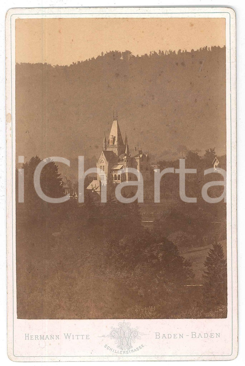 1890 ca Area di BADEN-BADEN (GERMANY) Castello - Foto Hermann WITTE Fotografia d'epoca, su cartoncino rigido. FOTOGRAFO: Hermann Witte - Baden-BadenCONDIZIONI: GFORMATO: 11x16 cm    originale e autentica 1