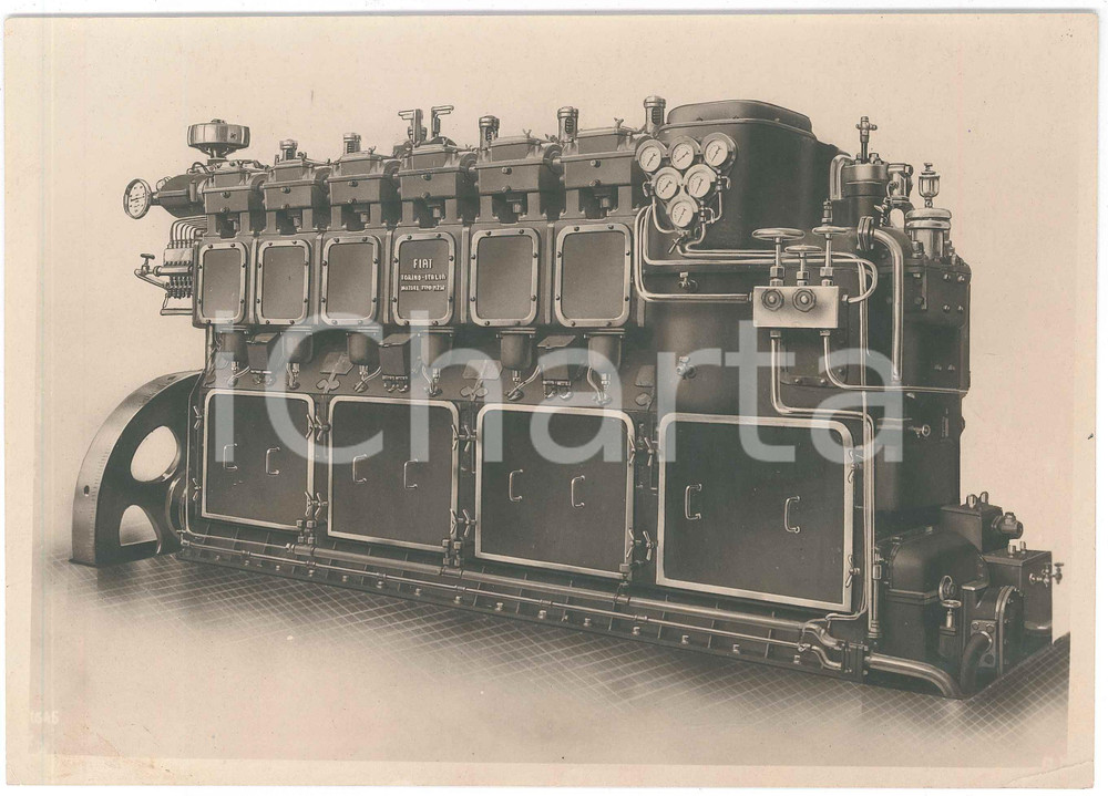 1950 ca ITALIA Impianto caldaia - Motore FIAT TORINO N238 *Foto disegno Fotografia originale d'epoca.CONDIZIONI: F (piccole piegature angolari; piccola abrasione al lato superiore e minime macchie)FORMATO: 23x16 cm    originale e autentica 1