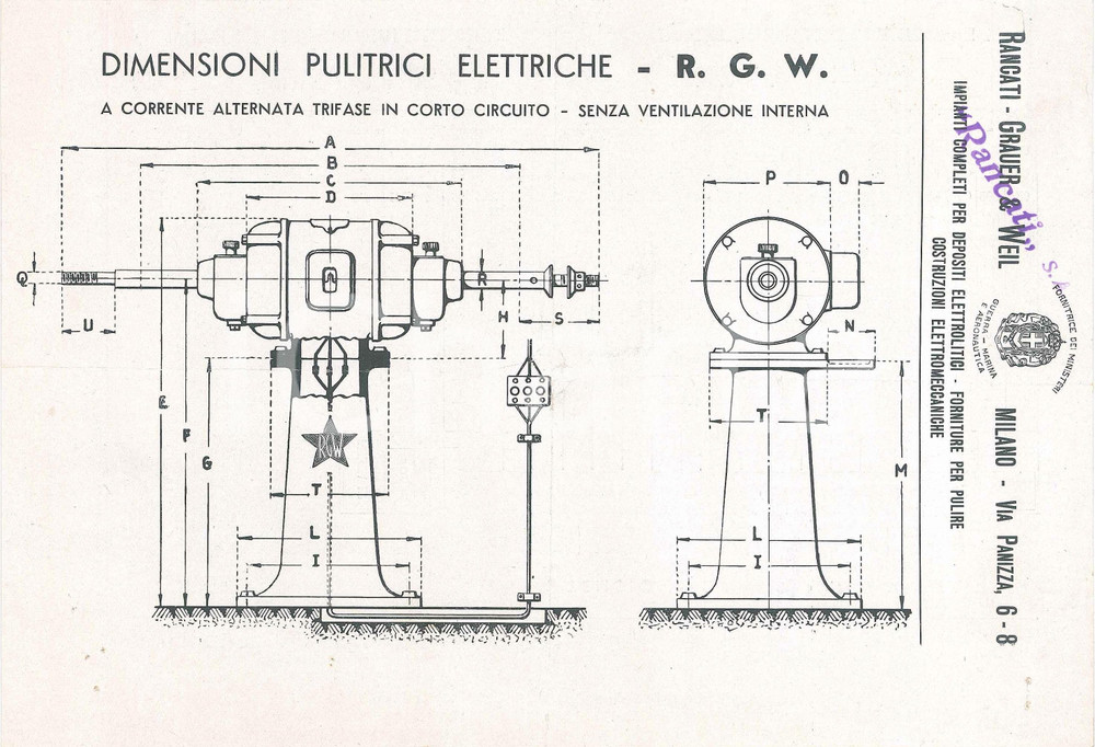 Documento originale, autentico 1920 ca MILANO  RGW Rancati, Grauer & Weil  Listino pulitrici elettriche 1
