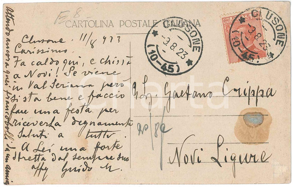 Fotografia d epoca originale 1923 CLUSONE BG Guido MAGNI  Ritratto in un campo  Foto CURIOSA 9x14 cm 2