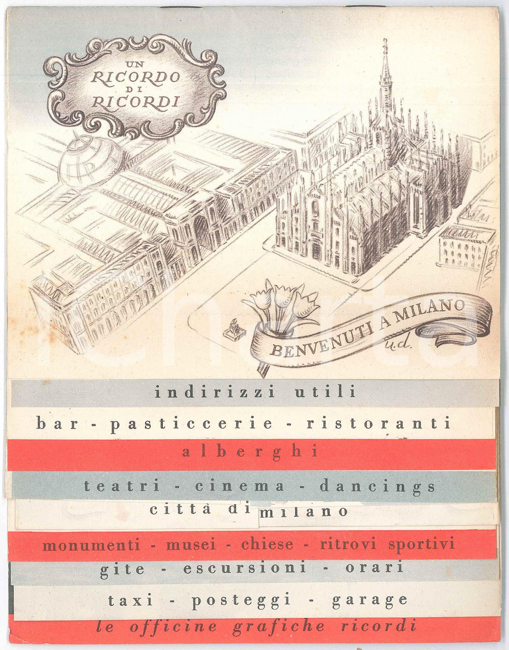 1951 AA..VV. Milano e le sue più importanti manifestazioni - Opuscolo TURISMO Pubblicazione turistica d'epoca, ripiegata, illustrata a colori.PAGINE: 10 GOOD/buono lievi tracce d'uso Formato: 16x21 cm originale e autentica 1