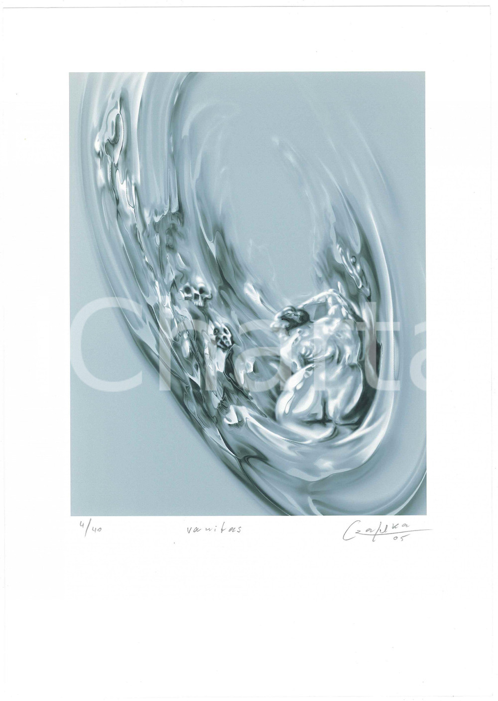 2005 Jurgen CZASCHKA - Vanitas - SIGNED colour print n° 4/40 Stampa a colori a tiratura limitata, numerata (4/40) e firmata in originale dall'illustratore e incisore J&uuml;rgen Czaschka.FORMATO: 21x30 cmCONDIZIONI: G (minima macchia al lato sinistro) GOOD/buono  Formato: 21x30 cm originale e autentica 1
