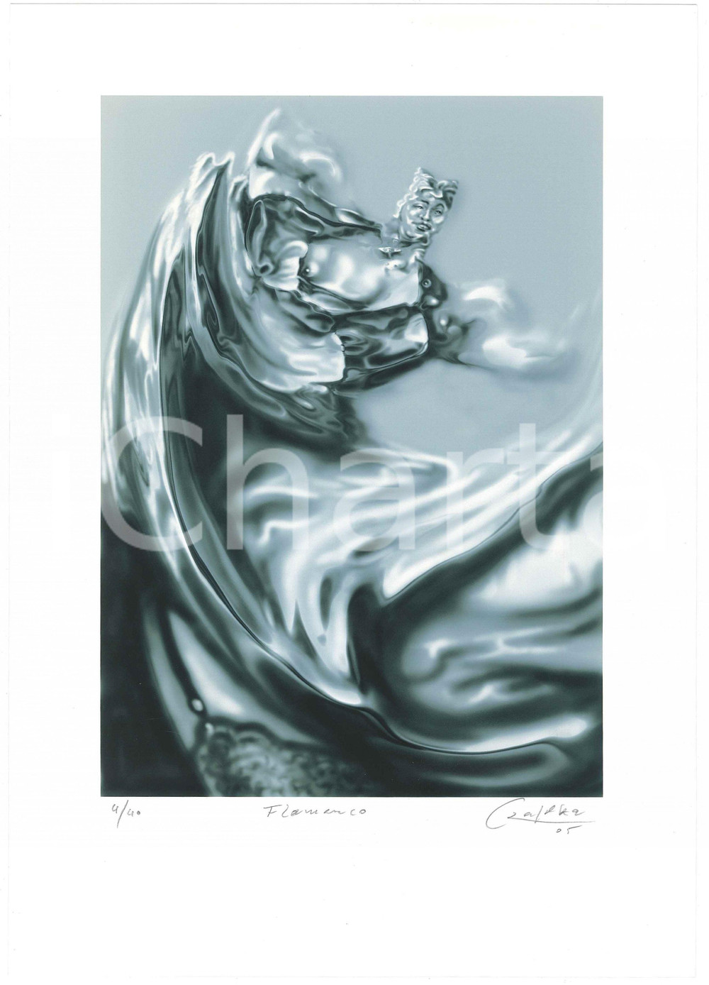 2005 Jurgen CZASCHKA - Flamenco - SIGNED colour print n° 4/40 Stampa a colori a tiratura limitata, numerata (4/40) e firmata in originale dall'illustratore e incisore J&uuml;rgen Czaschka.FORMATO: 21x30 cmCONDIZIONI: G  GOOD/buono  Formato: 21x30 cm originale e autentica 1