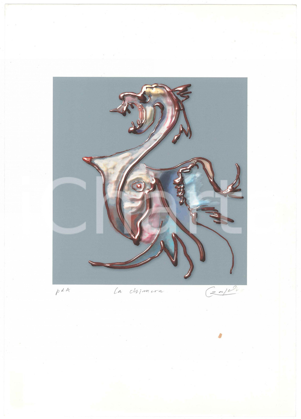 2005 Jurgen CZASCHKA - La chimera - SIGNED colour print - PROVA D'AUTORE Stampa a colori, prova d'autore, firmata in originale dall'illustratore e incisore J&uuml;rgen Czaschka.FORMATO: 21x30 cmCONDIZIONI: G GOOD/buono  Formato: 21x30 cm originale e autentica 1