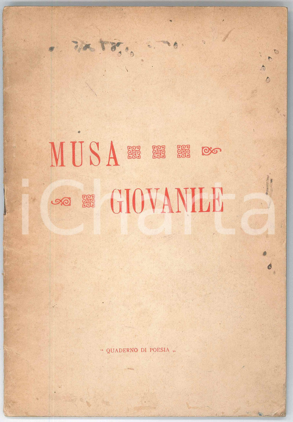 Libro, pubblicazione d epoca 1930 J. M. J. Francesco COSTARELLI  Musa giovanile  CATANIA Tip. Fichera 1