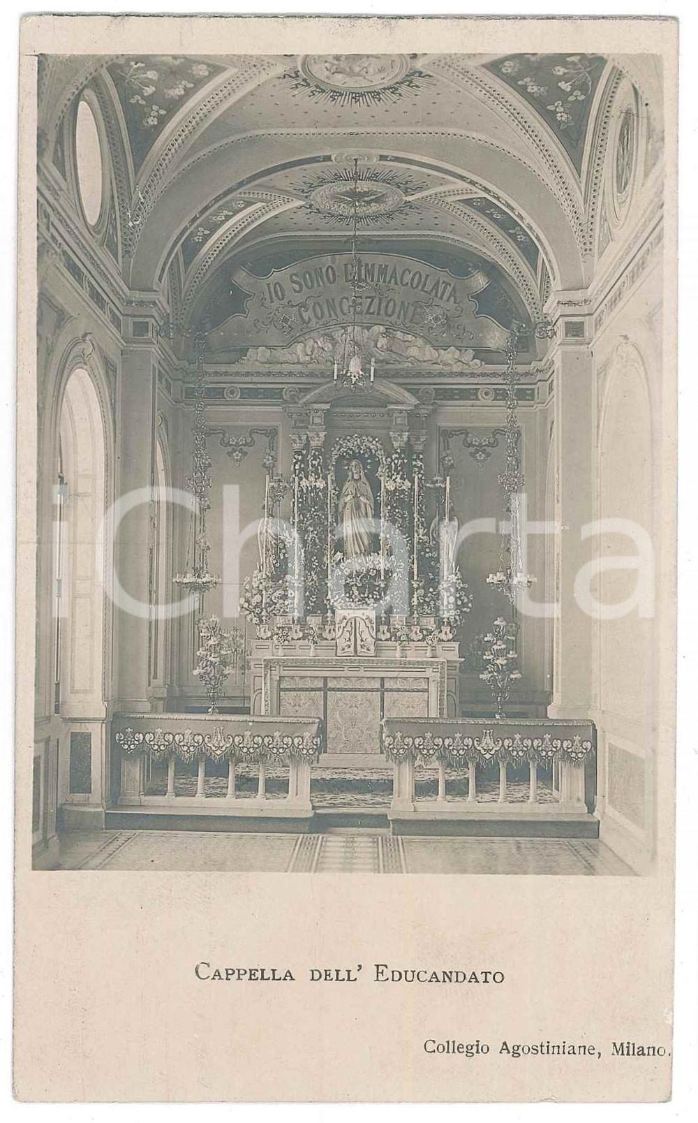 1930 ca MILANO Collegio Agostiniane - Cappella dell'Educandato - Cartolina FP NV Cartolina postale d'epoca. GOOD/buono  Formato: FP originale e autentica 1
